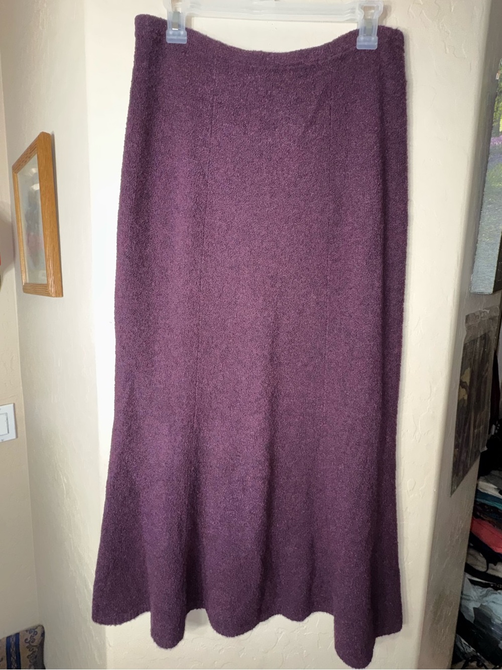 J.Jill Merino Wool Blend Plum Sweater Knit Flare Maxi Skirt Petite SP 35”